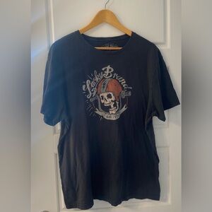 Lucky Brand Black Short-Sleeve Tee with Skull & Helmet Graphic